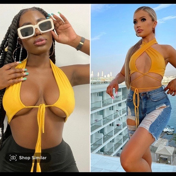 NEW Hard To Leave Halter Top: Mustard - Picture 2 of 3